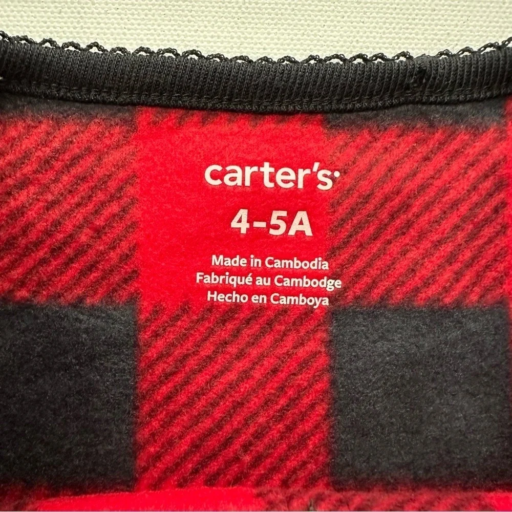 Carter's Red and Black Plaid Girls Nightgown Size 4-5